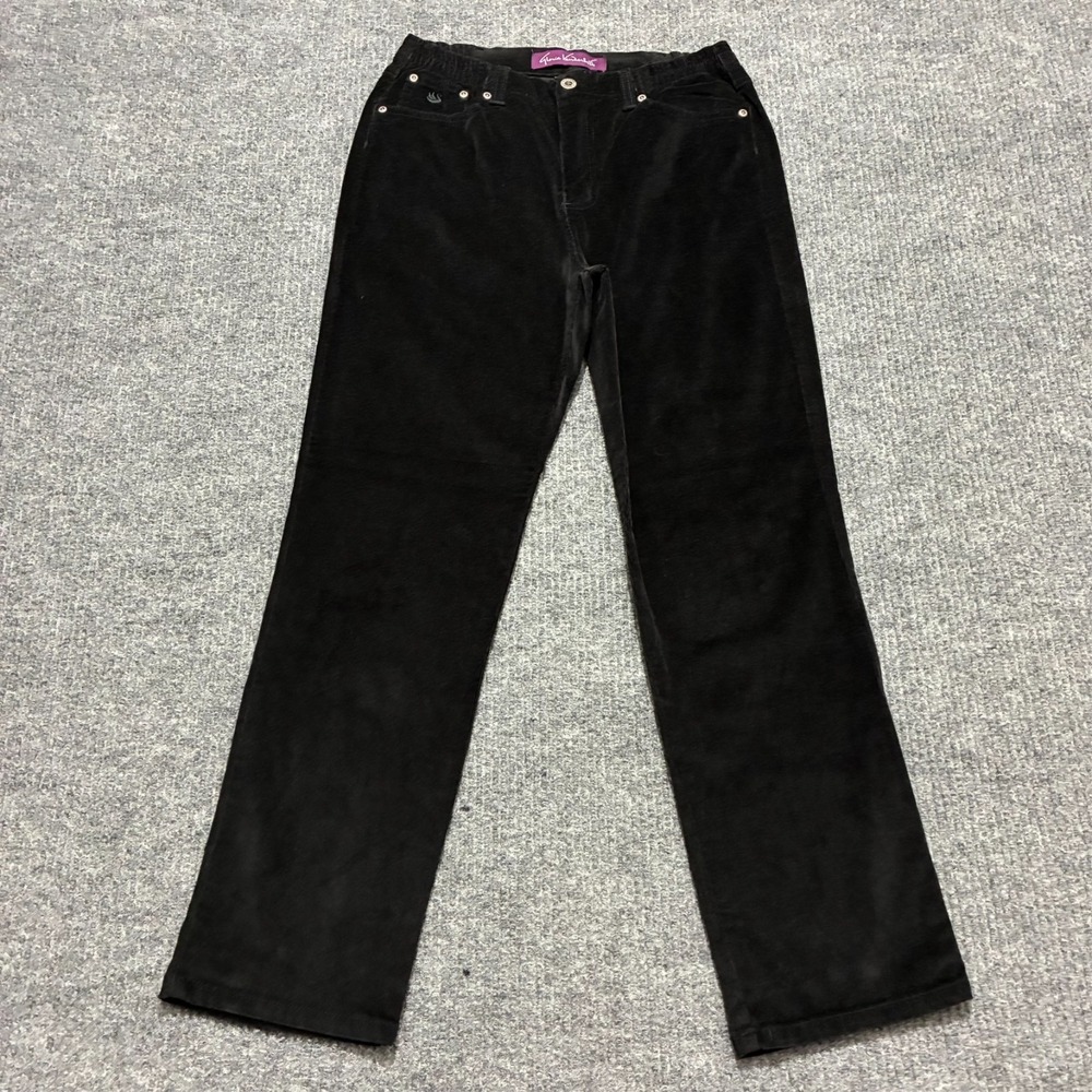 Gloria Vanderbilt Womens Pants Petite 8P Black Corduroy‎ Waist Stretch Mid Rise